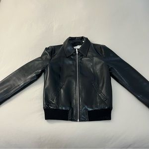Aritzia Babaton The Arc Black Bomber Faux Leather Jacket